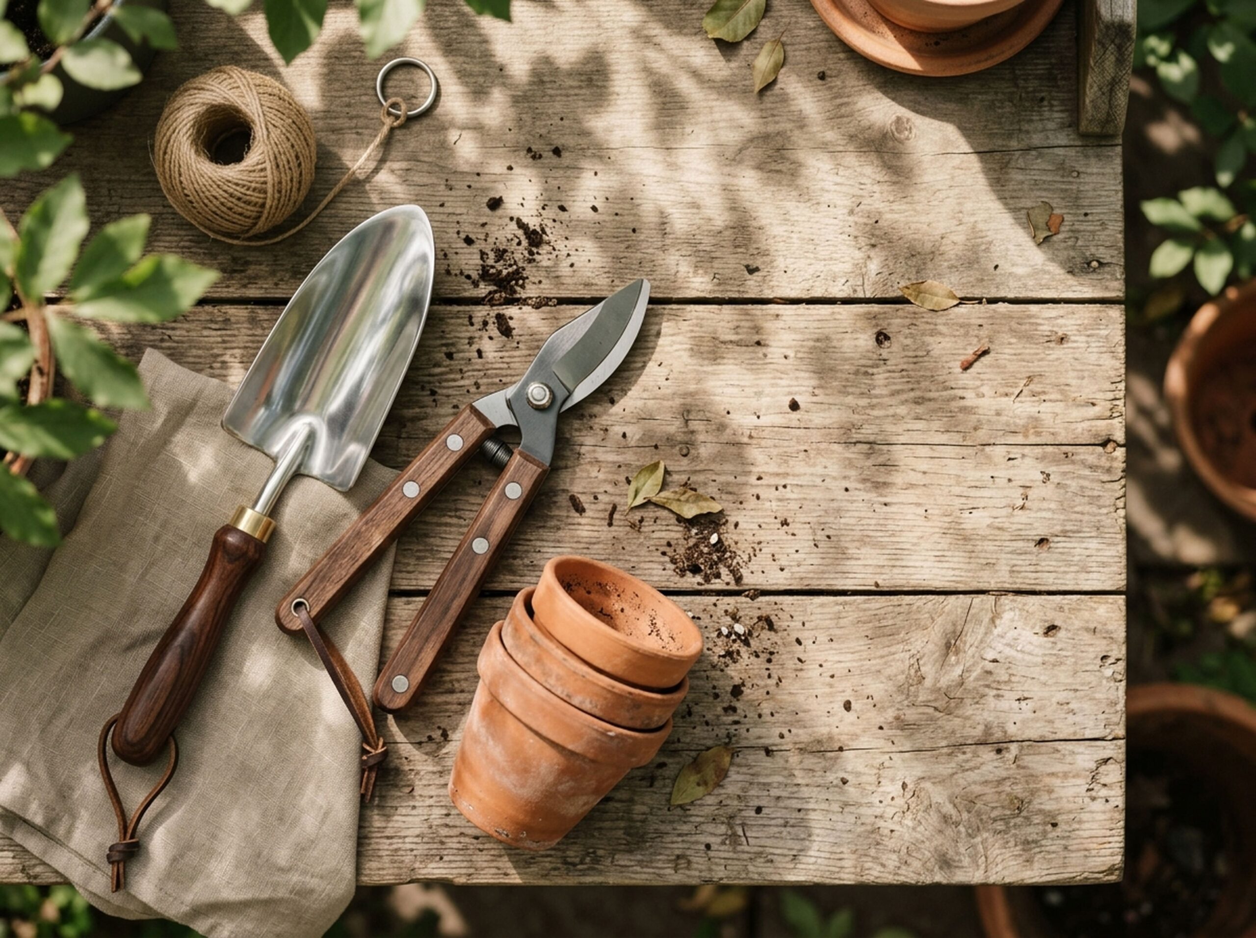 gardening-tools-set-rustic-wooden-surface